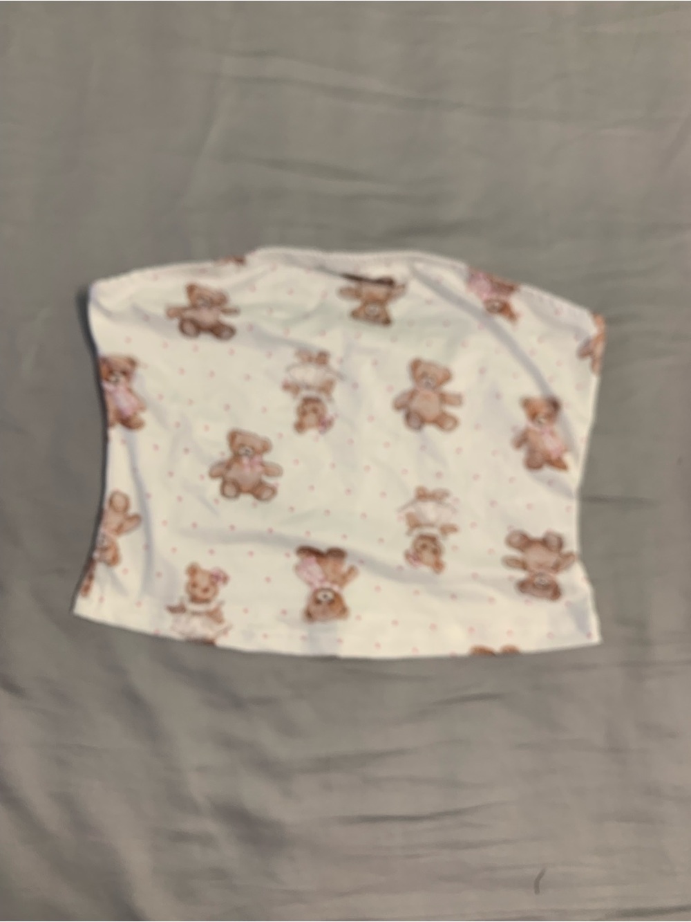 White Teddy Bear Print Tube Top
